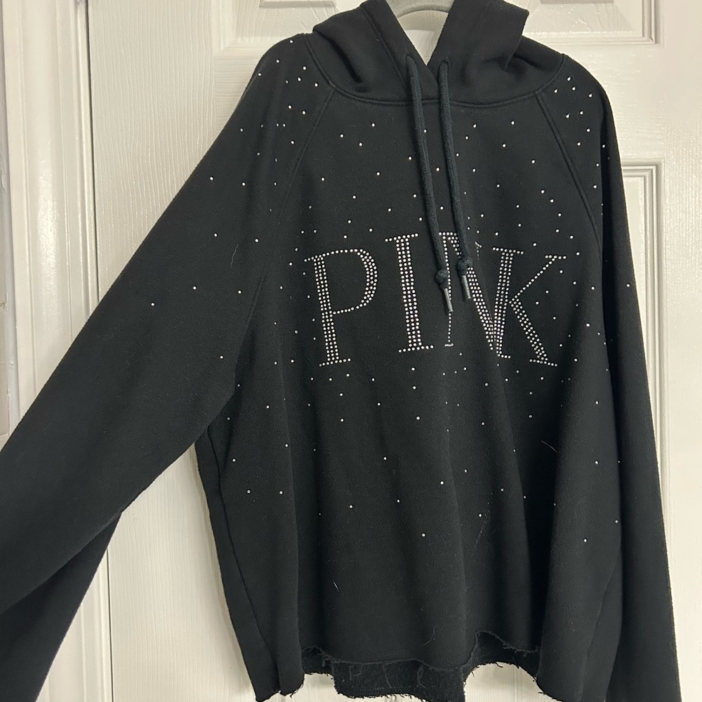 PINK Victoria's Secret Black Hoodie with Sparkle Details